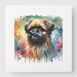 Reloj Cuadrado Brussels Griffon 211024AREF125 - Watercolor