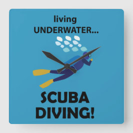 Reloj Cuadrado Buceo Scuba Vida Subacuática Buceo