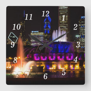 Reloj Cuadrado Buckingham Funtain Chicago Wall Clock