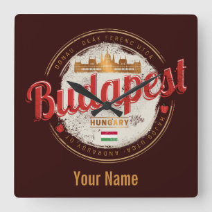 Reloj Cuadrado Budapest Design Hungría Parlamento Vintage