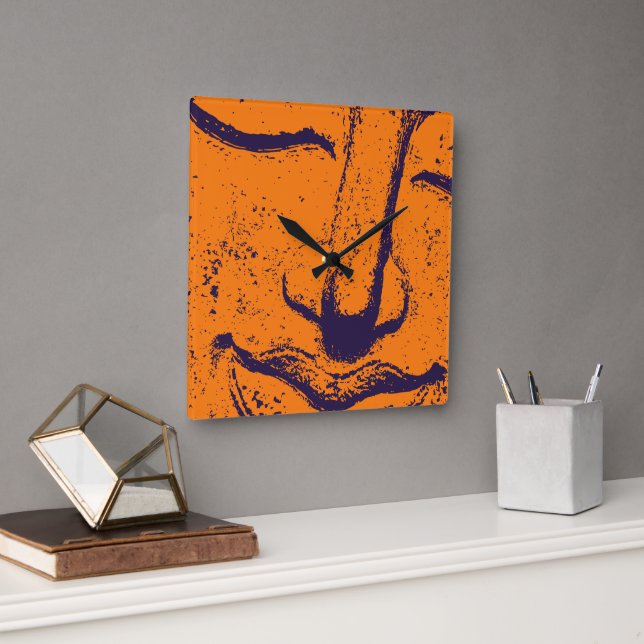 Reloj Cuadrado Buddha Face Zen Harmony Buddhahood Naranja (Oficina)