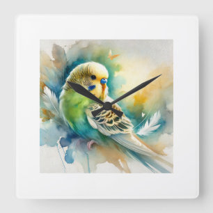 Reloj Cuadrado Budgerigar in Nature 091024AREF144 - Watercolor