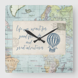 Reloj Cuadrado Buenos amigos y gran cita de las aventuras