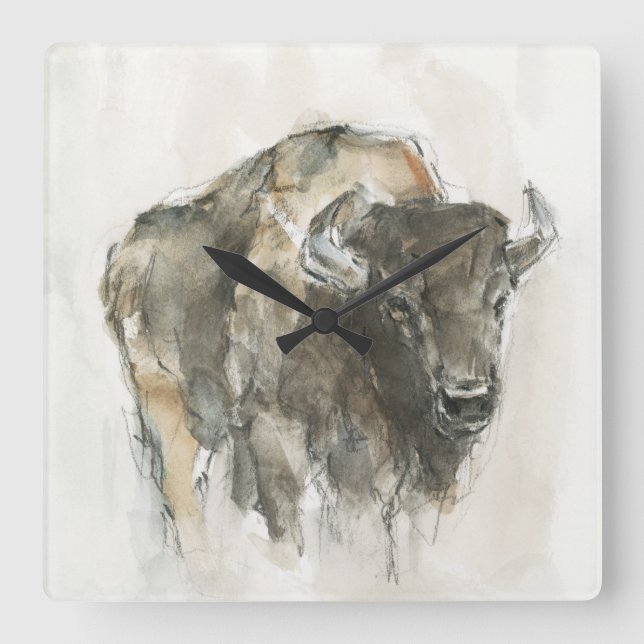 Reloj Cuadrado Buffalo americano I (Anverso)