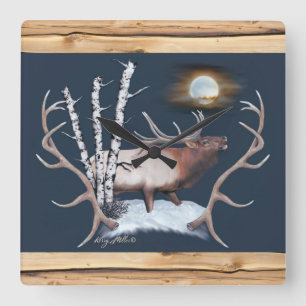 Reloj Cuadrado Bugling Bull Elk Square Wall Clock
