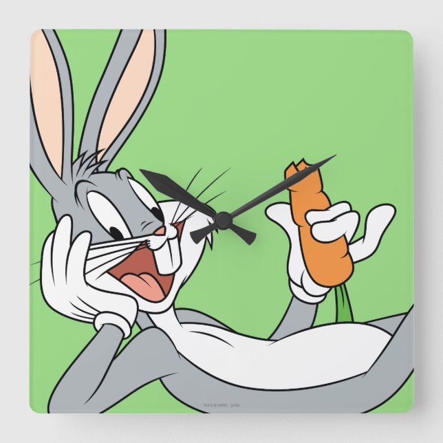 Reloj Cuadrado BUGS BUNNY™ MIENTRAS Abajo La Zanahoria De Comer (Anverso)