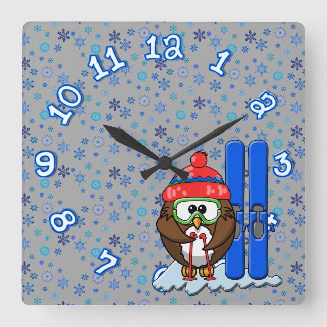Reloj Cuadrado búho del esquiador (Anverso)