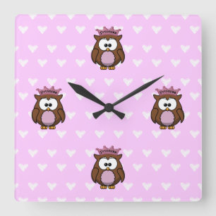 Reloj Cuadrado búho princesa
