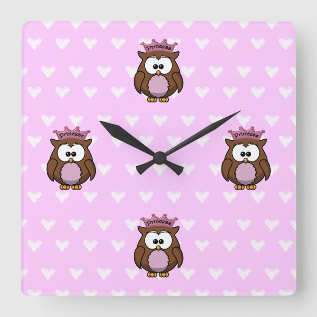 Reloj Cuadrado búho princesa (Anverso)