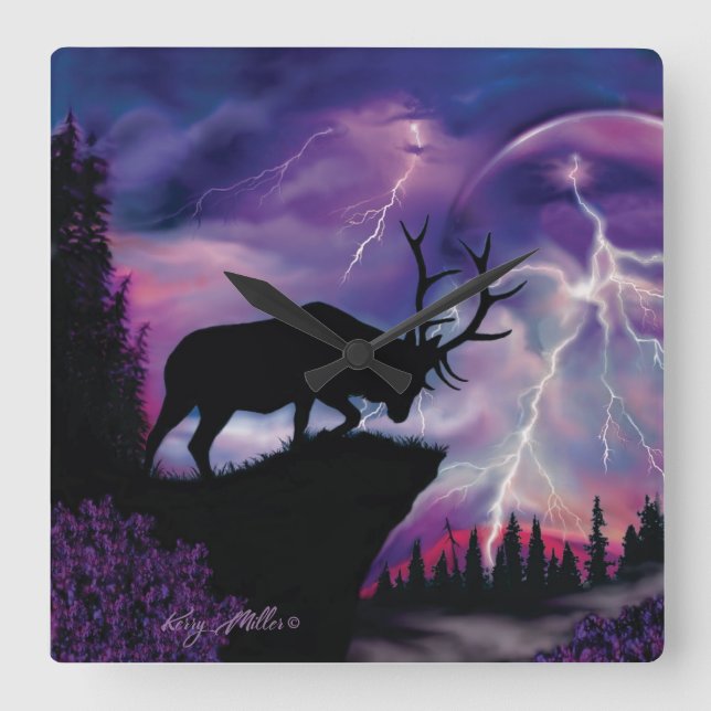 Reloj Cuadrado Bull Elk (Anverso)