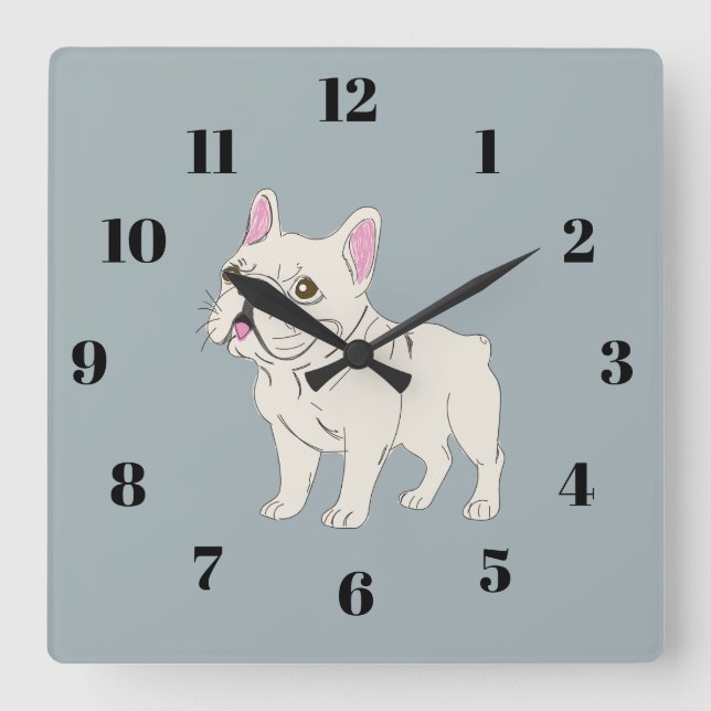 Reloj Cuadrado Bulldog Francés (Anverso)