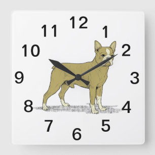 Reloj Cuadrado Bulldog francés con estilo de época C