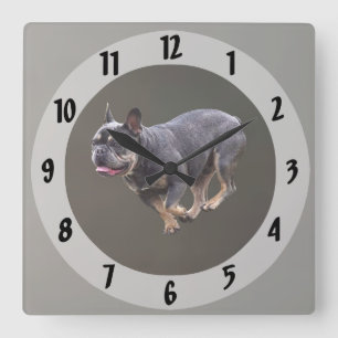 Reloj Cuadrado Bulldog Francés Corriendo