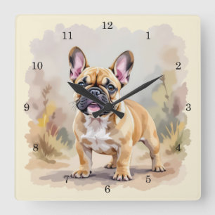 Reloj Cuadrado Bulldog francés Tan Perro Cute Frenchie de color f