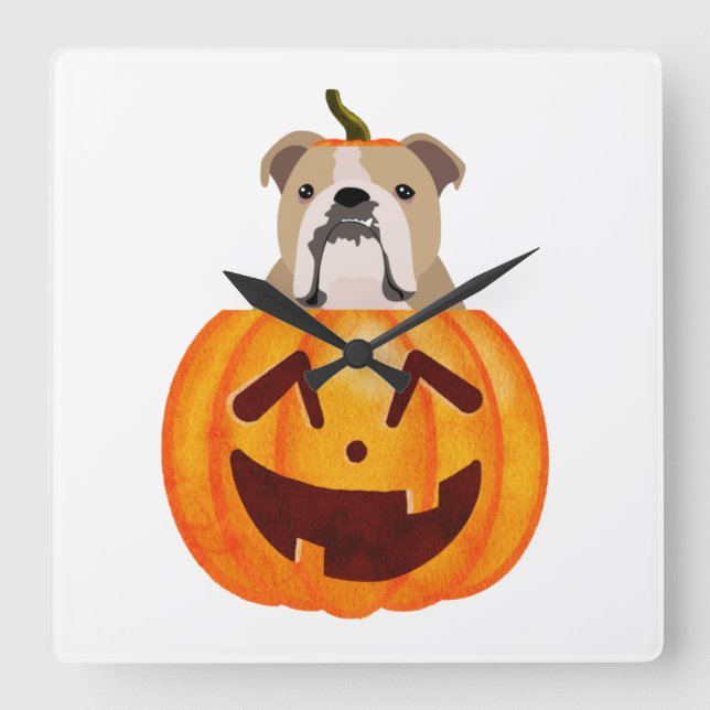 Reloj Cuadrado Bulldog Pumpkin     (Anverso)