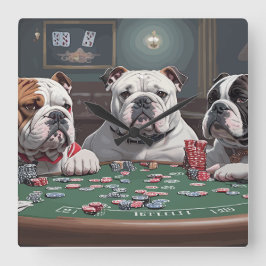 Reloj Cuadrado Bulldogs playing poker