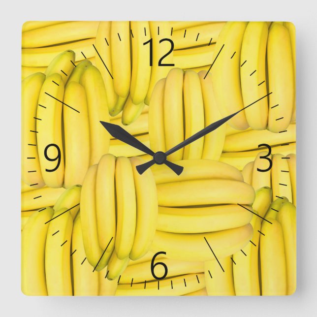 Reloj Cuadrado Bunches of banana pattern (Anverso)