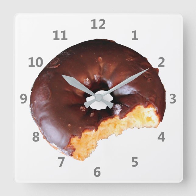 Reloj Cuadrado Buñuelo helado chocolate de la torta amarilla con (Anverso)