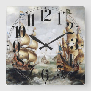 Reloj Cuadrado Buques en el mar 1632