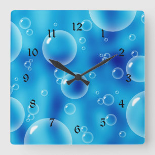 Reloj Cuadrado Burbujas azules