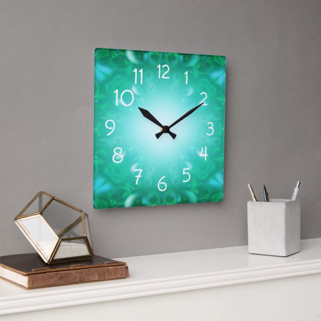 Reloj Cuadrado Burbujas del resplandor (Oficina)