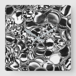 Reloj Cuadrado Burbujas plateadas de vidrio o tono metalizado