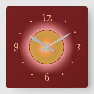 Reloj Cuadrado Burgandy with Bright Rose/Orange Circle > Clocks