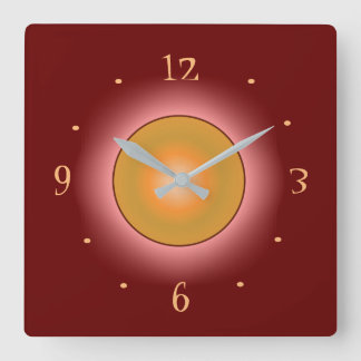 Reloj Cuadrado Burgandy with Bright Rose/Orange Circle > Clocks