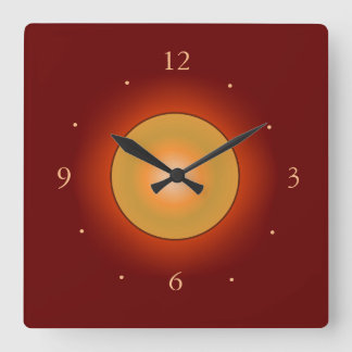 Reloj Cuadrado Burgandy with Orange Glow Centre>Wall Clock