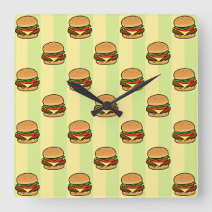 Reloj Cuadrado Burger Pattern