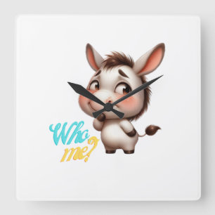 Reloj Cuadrado Burro Adorable para Navidades 2024 - Regalo perfec