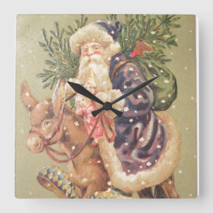 Reloj Cuadrado Burro de Santa Riding