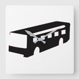 Reloj Cuadrado Bus Silhouette
