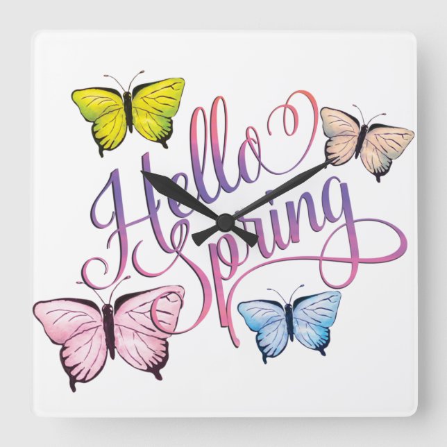 Reloj Cuadrado Butfly Hello Spring (Anverso)
