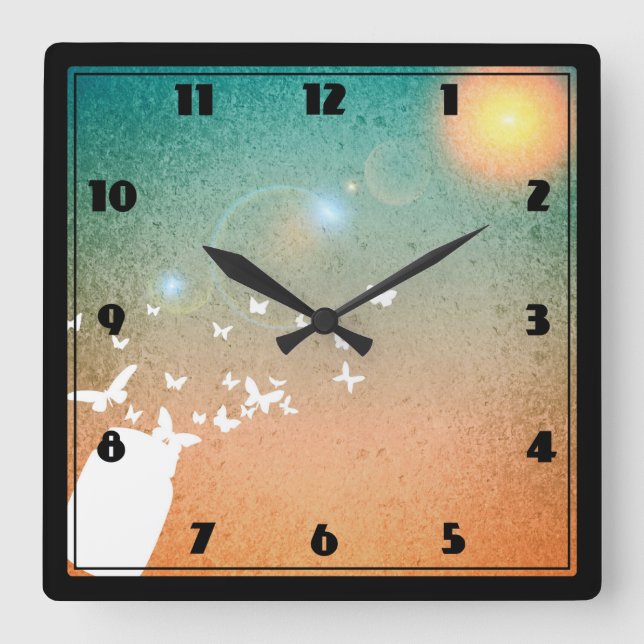 Reloj Cuadrado Butterflies Flying Toward the Sun (Anverso)
