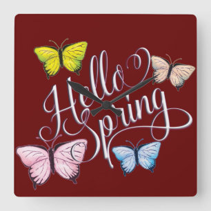 Reloj Cuadrado Butterfly Hello Spring