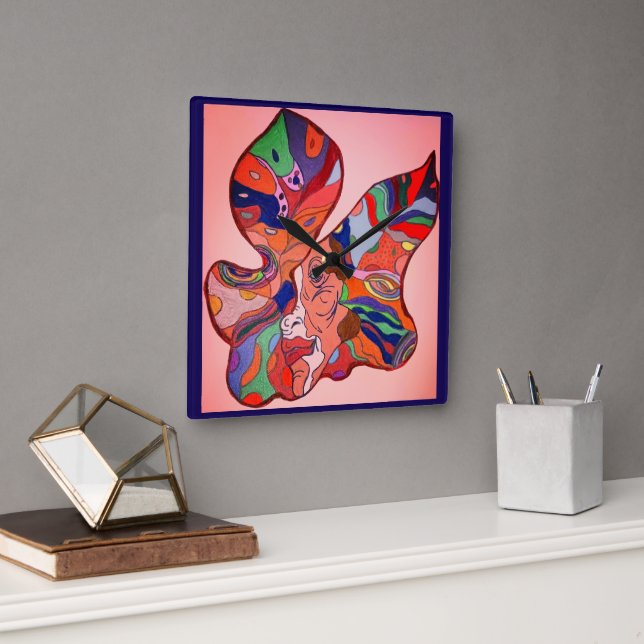 Reloj Cuadrado Butterfly Leaf Portrait Clock (Oficina)