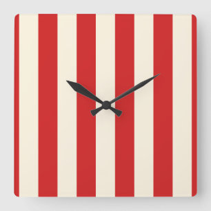 Reloj Cuadrado Buzón de crema de tofu rayas rojas
