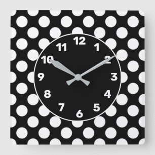 Reloj Cuadrado BW Polka Dot Square Wall Clock