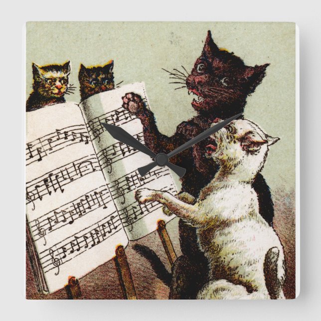 Reloj Cuadrado C. 19. Cantando gatos (Anverso)
