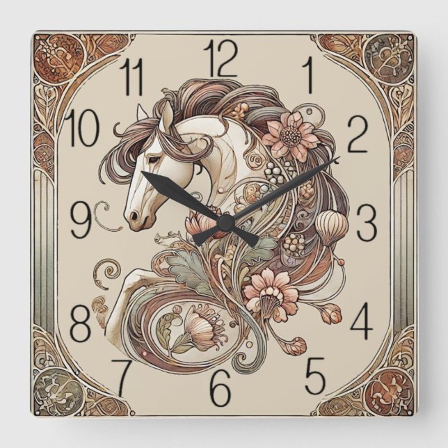 Reloj Cuadrado Caballo Art Deco (Anverso)