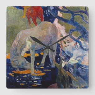 Reloj Cuadrado Caballo blanco de Paul Gauguin, Bella Artes de la 