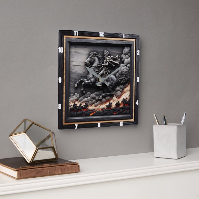 Reloj Cuadrado Caballo de caballería napoleónico (Oficina)