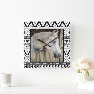 Reloj Cuadrado Caballo de foto personalizada occidental chic 1