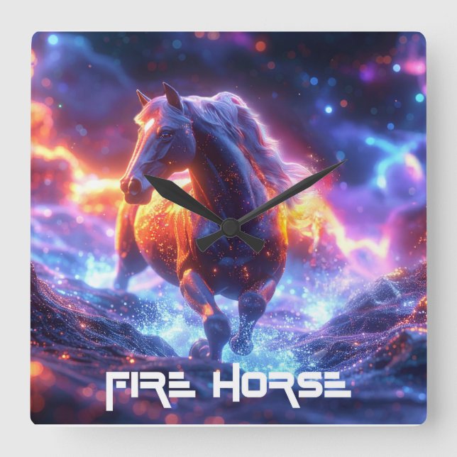 RELOJ CUADRADO CABALLO DE FUEGO - SHENG XIAO -  (Anverso)