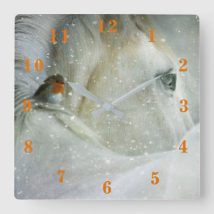 Reloj Cuadrado Caballo de invierno y Robin