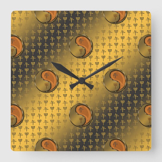 Reloj Cuadrado Caballo de Madera (Anverso)