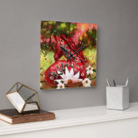 Caballo de margarita Abstracto Arte Rojo Blanco Fl