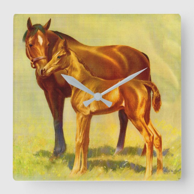 Reloj Cuadrado caballo grande pequeño caballo (Anverso)