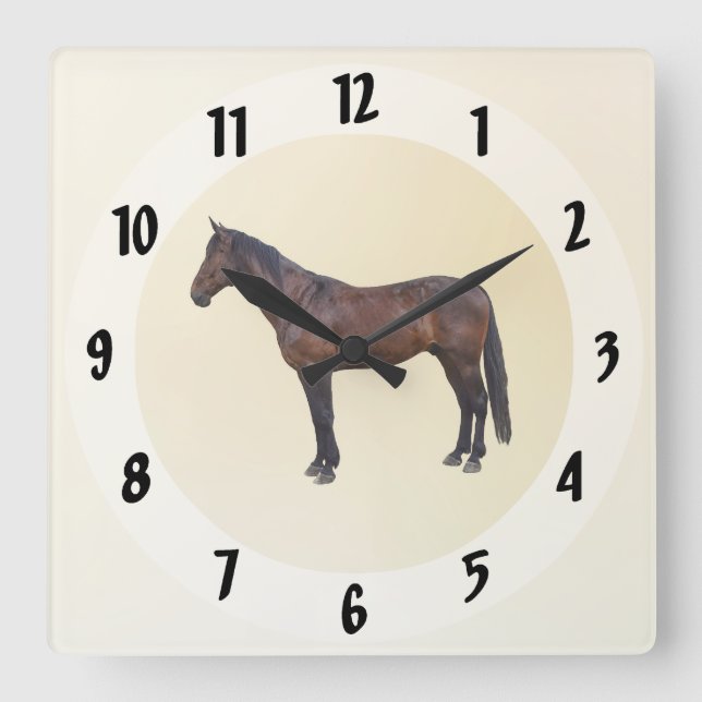 Reloj Cuadrado Caballo Morgan de Perfil (Anverso)